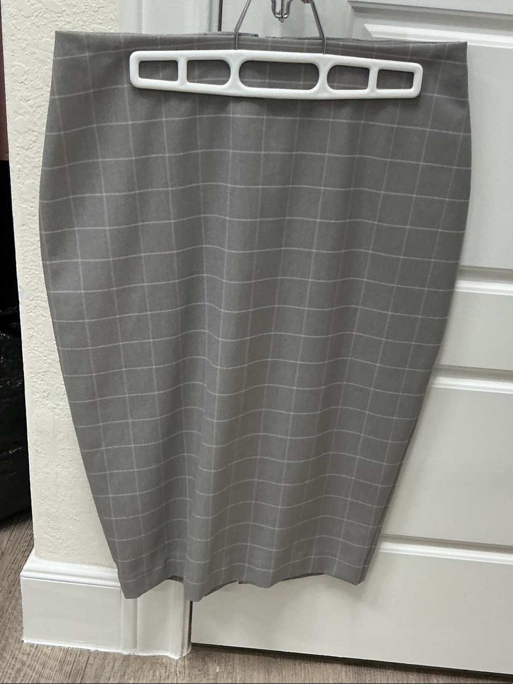 Express Gray Windowpane Pencil Skirt
